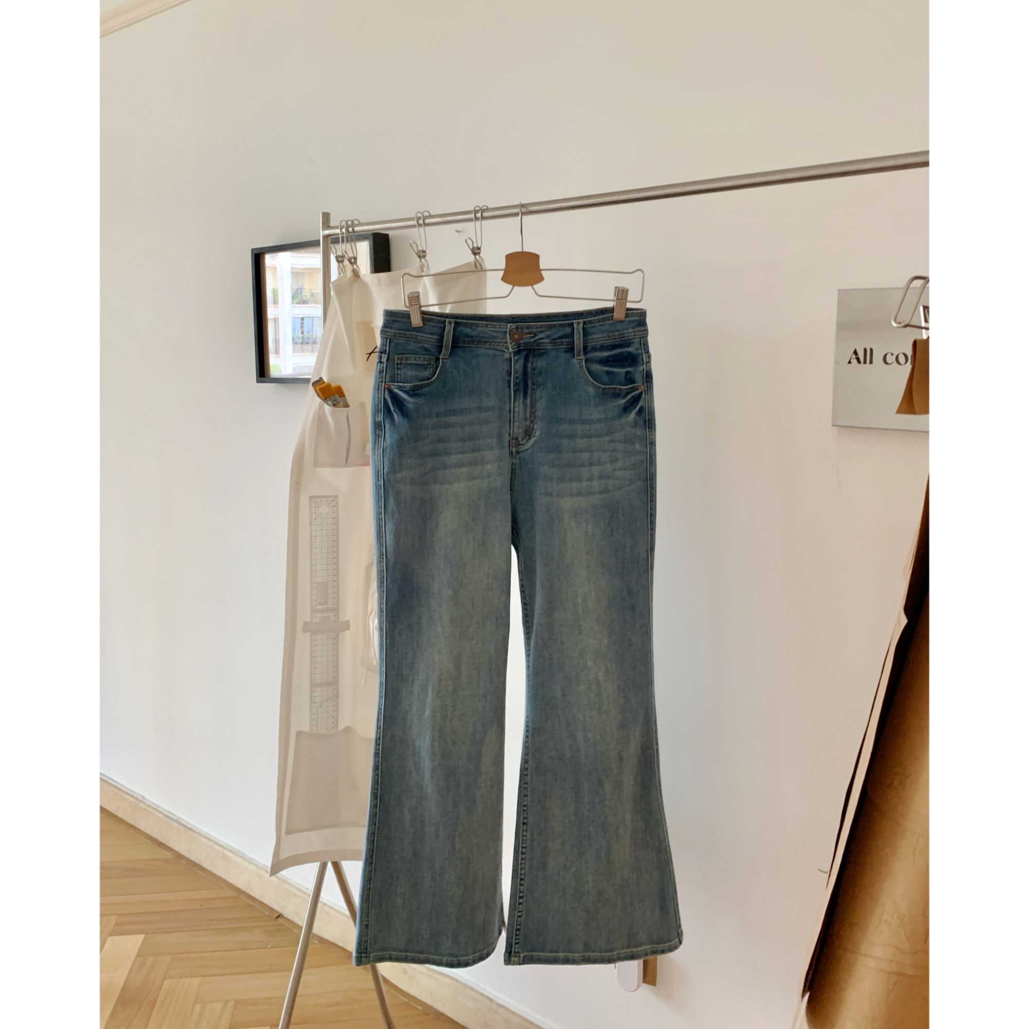 【时尚标配】丝丝定制休闲百搭牛仔裤显瘦高腰微喇长裤