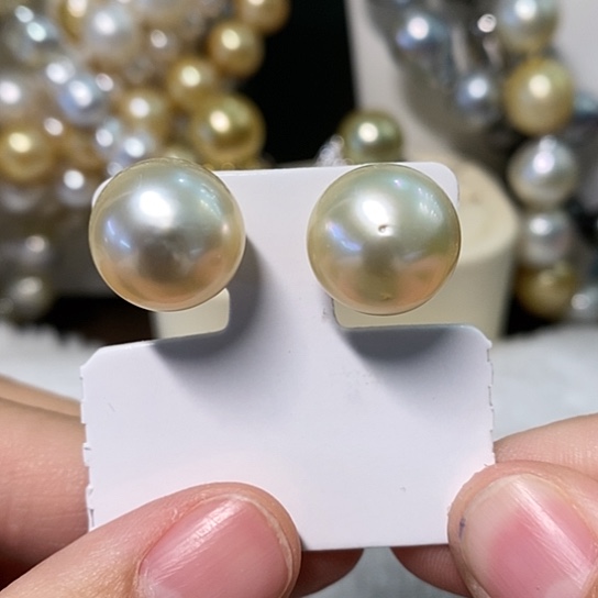 海水珍珠耳饰银S925镶嵌13