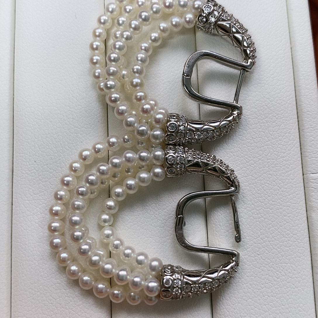 淡水珍珠耳饰银S925镶嵌