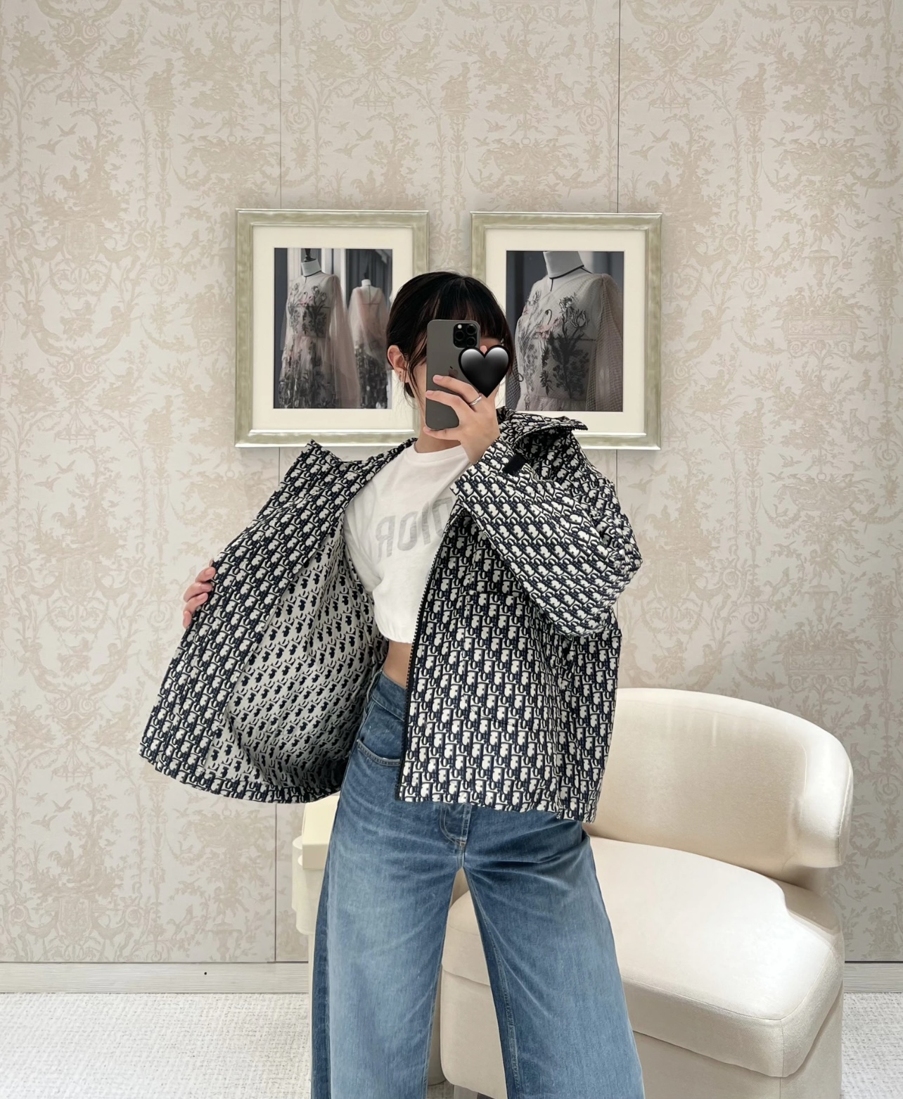 未使用 DIOR/迪奥 zz493 聚酯纤维 老花满印外套 xs码