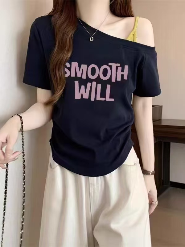 【320-340】显瘦ins印花女新款百搭夏季修身时尚设计感女短袖T恤