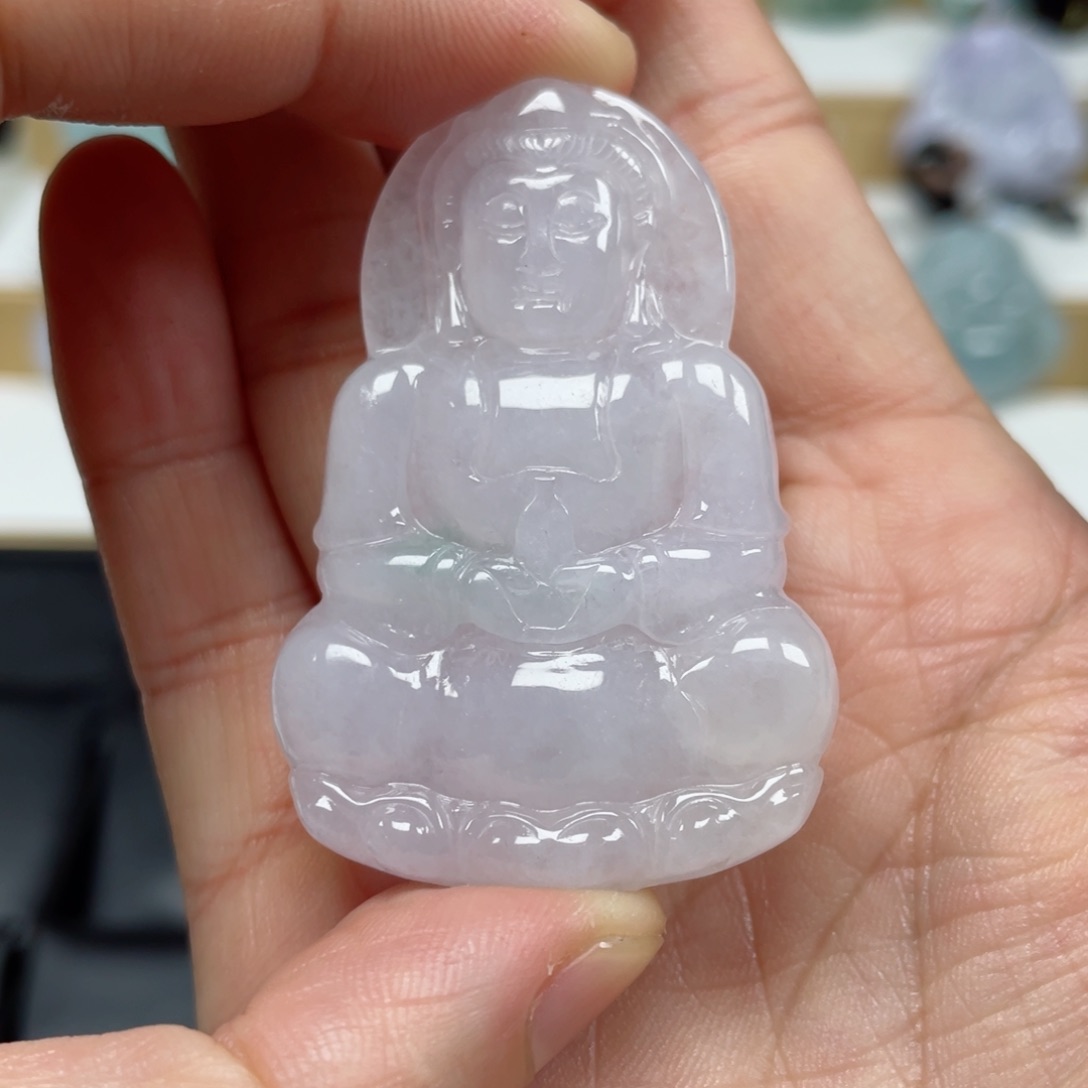 翡翠颈饰未镶嵌天然翡翠A货观音79号