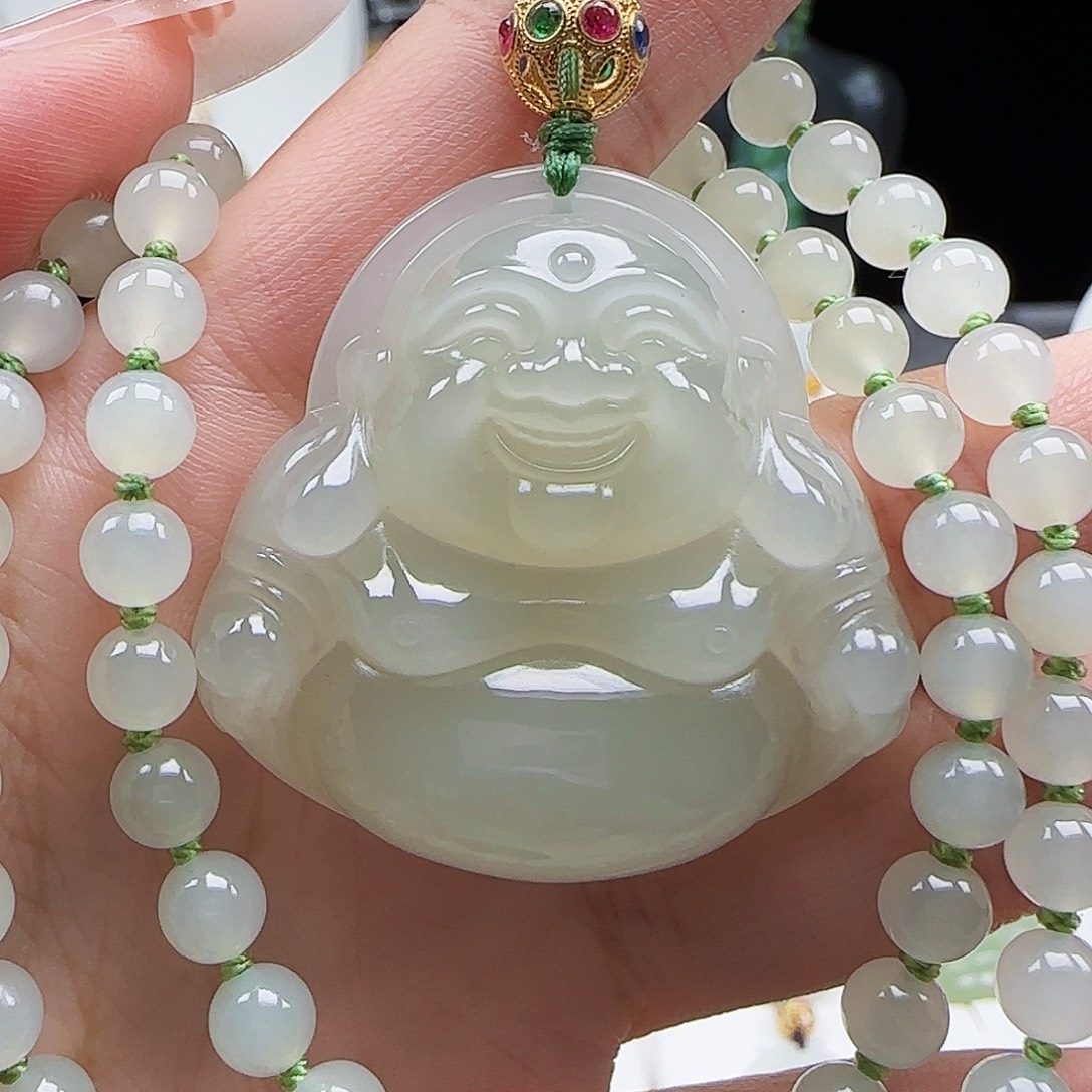 吊坠(赠链)18K金镶嵌和田玉40