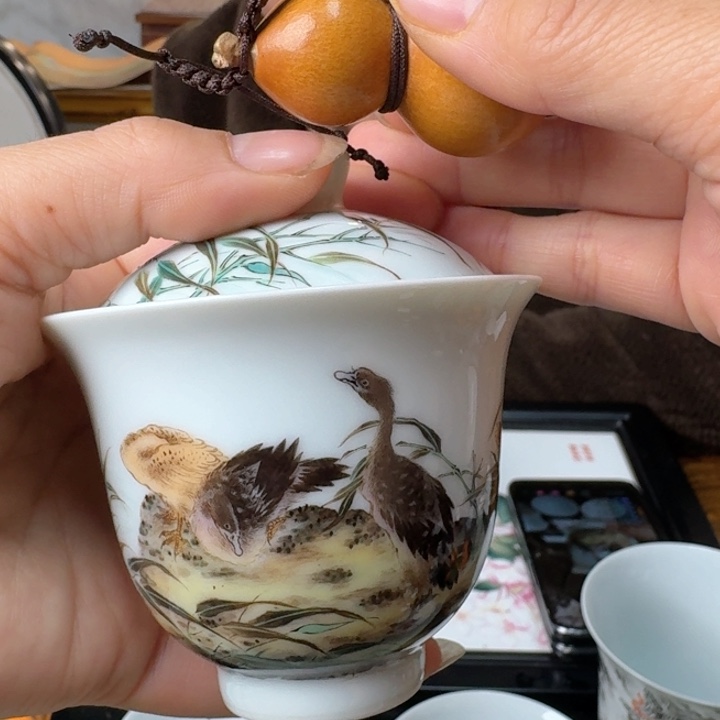 葫芦平沙落雁盖碗