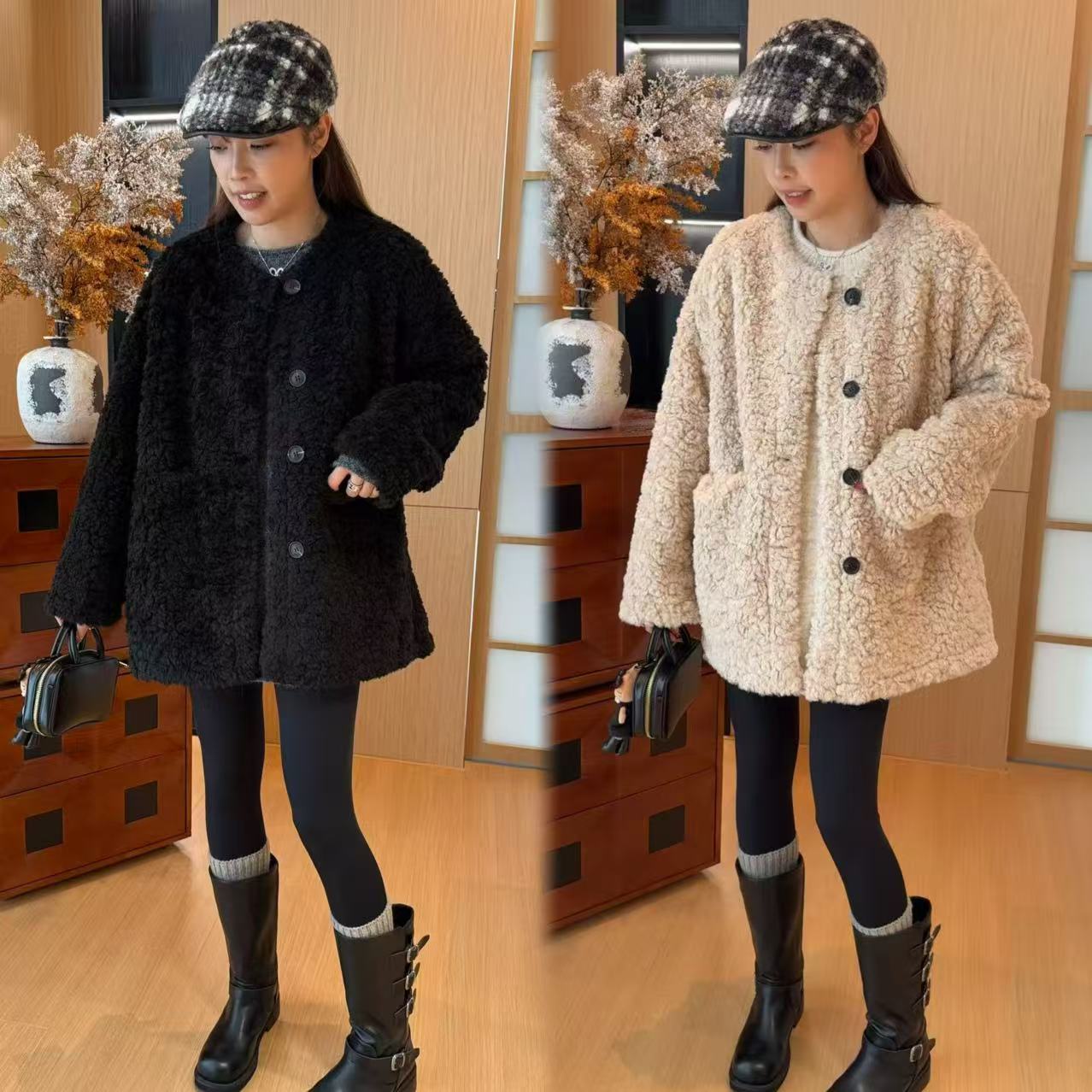 二姐的宝藏秋冬宽松显瘦洋气一体加厚毛毛长袖外套#25423