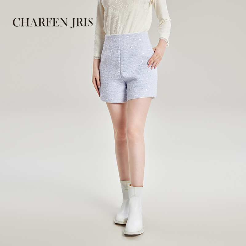 【达人专属】朝峰时尚舒适显瘦修身小香风短裤FJE3A603-6006D