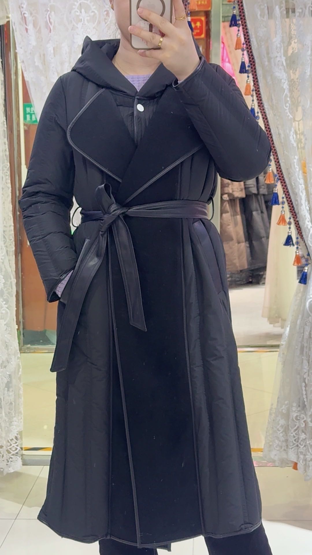 百搭中长款拼接网红秋冬长款女款女装优等品棉服气质时尚