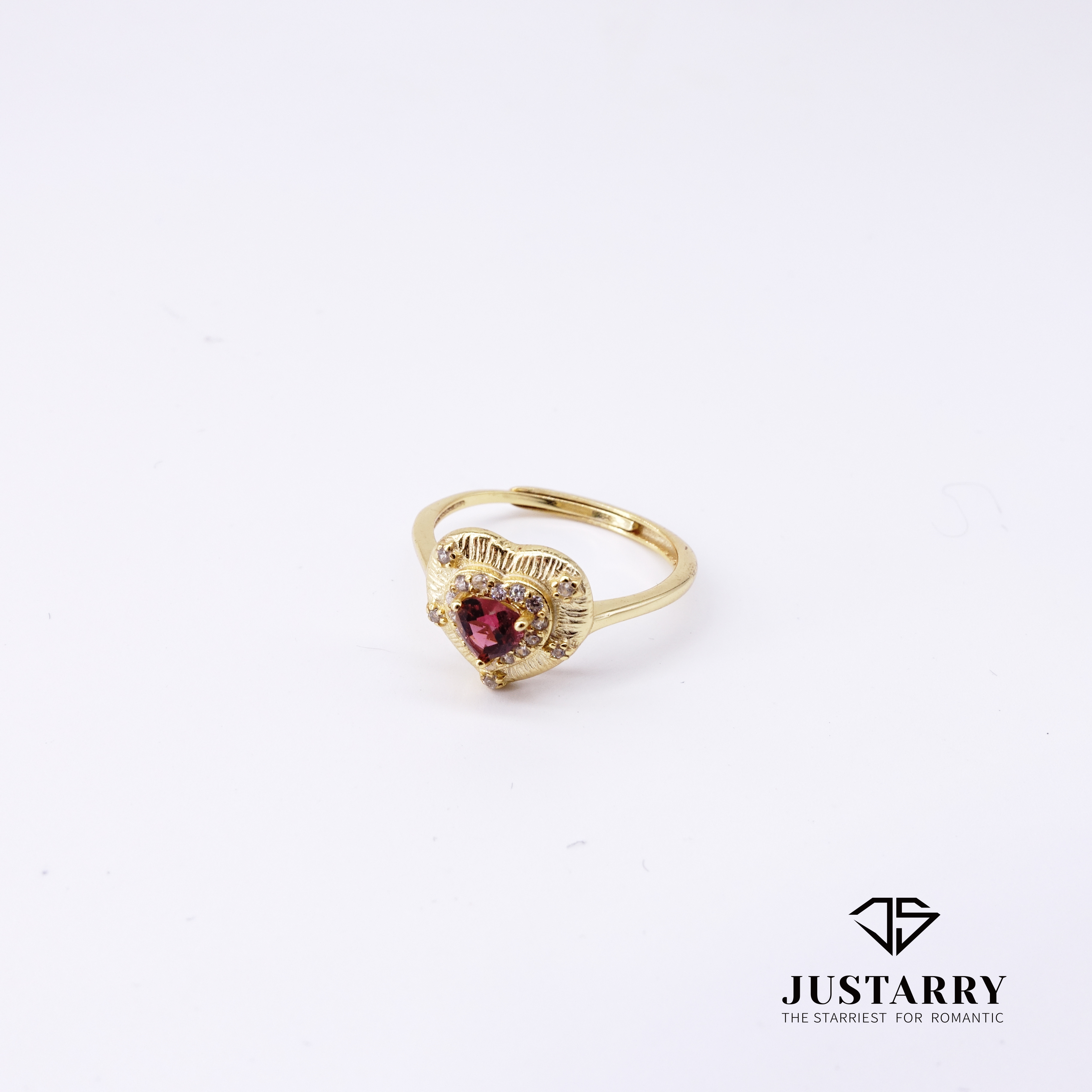 JUSTARRY【孤品秒杀】S925银天然碧玺开口戒指时尚气质款 复古镶嵌