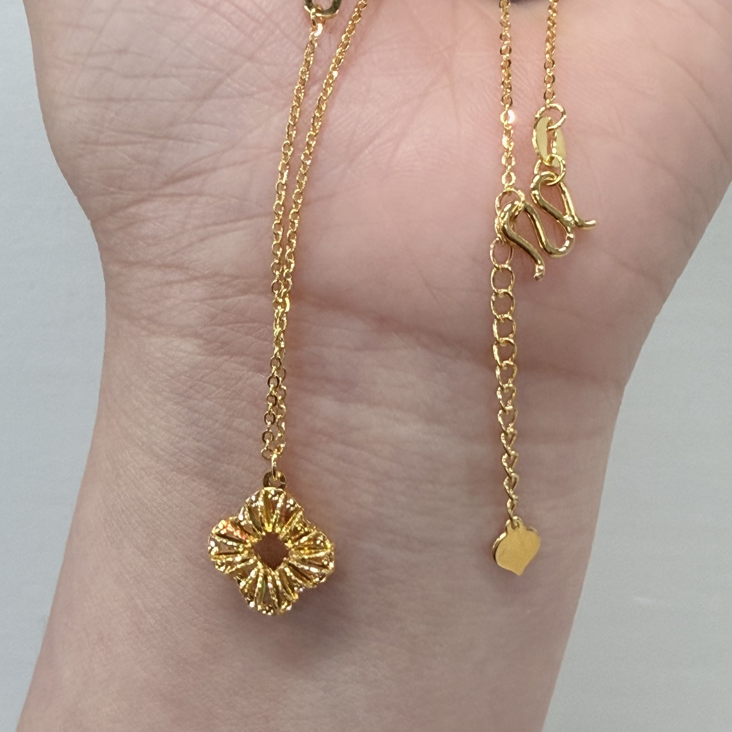 【金项链】炫彩拉丝十字花套链黄金5G足金999精致百搭轻奢零附加