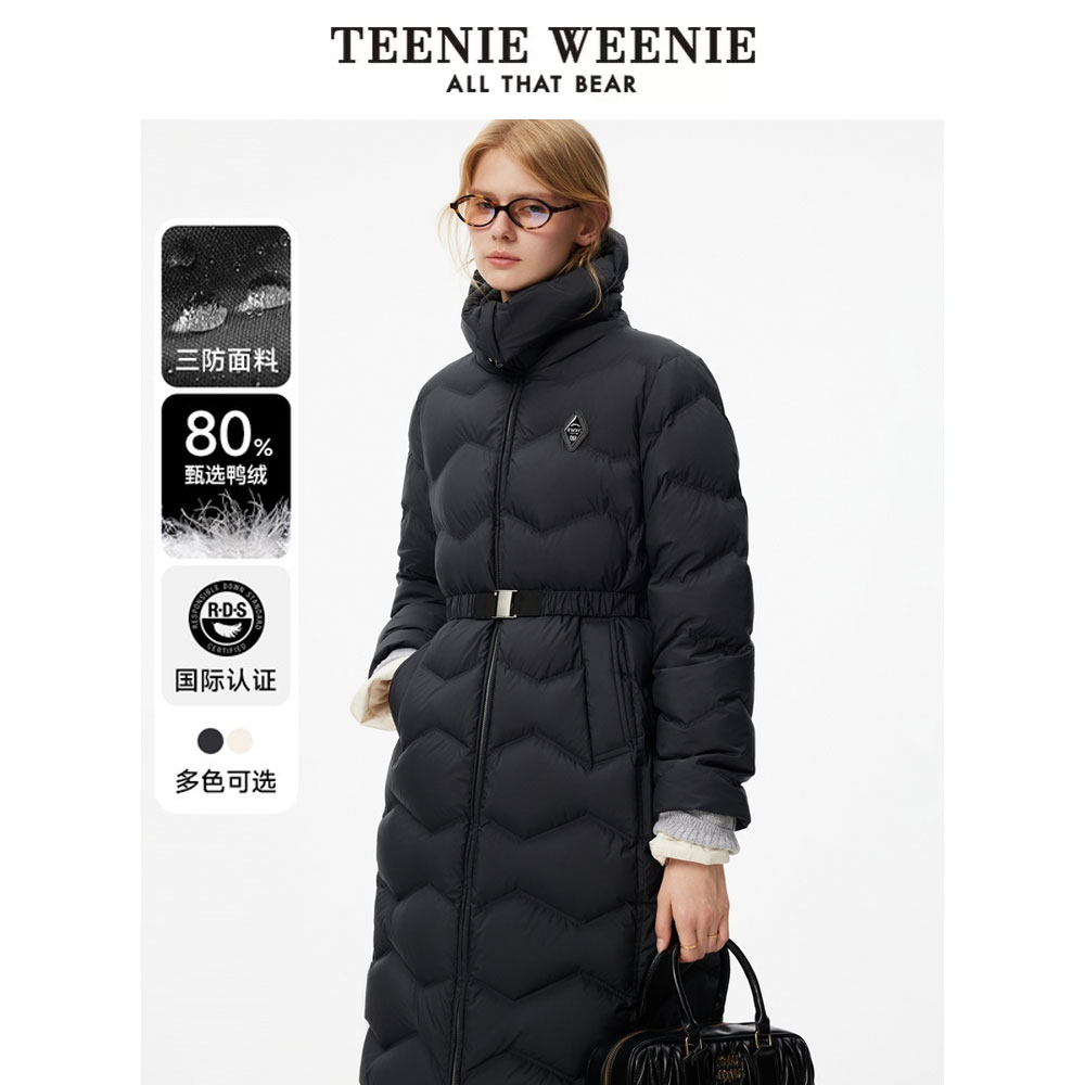 【达人专属】TeenieWeenie小熊羽绒服24腰带优雅外套女TTJD244V01W