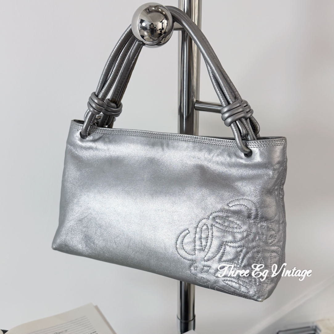 95新 LOEWE/罗意威 银色横版单肩托特包/ThreeEg中古