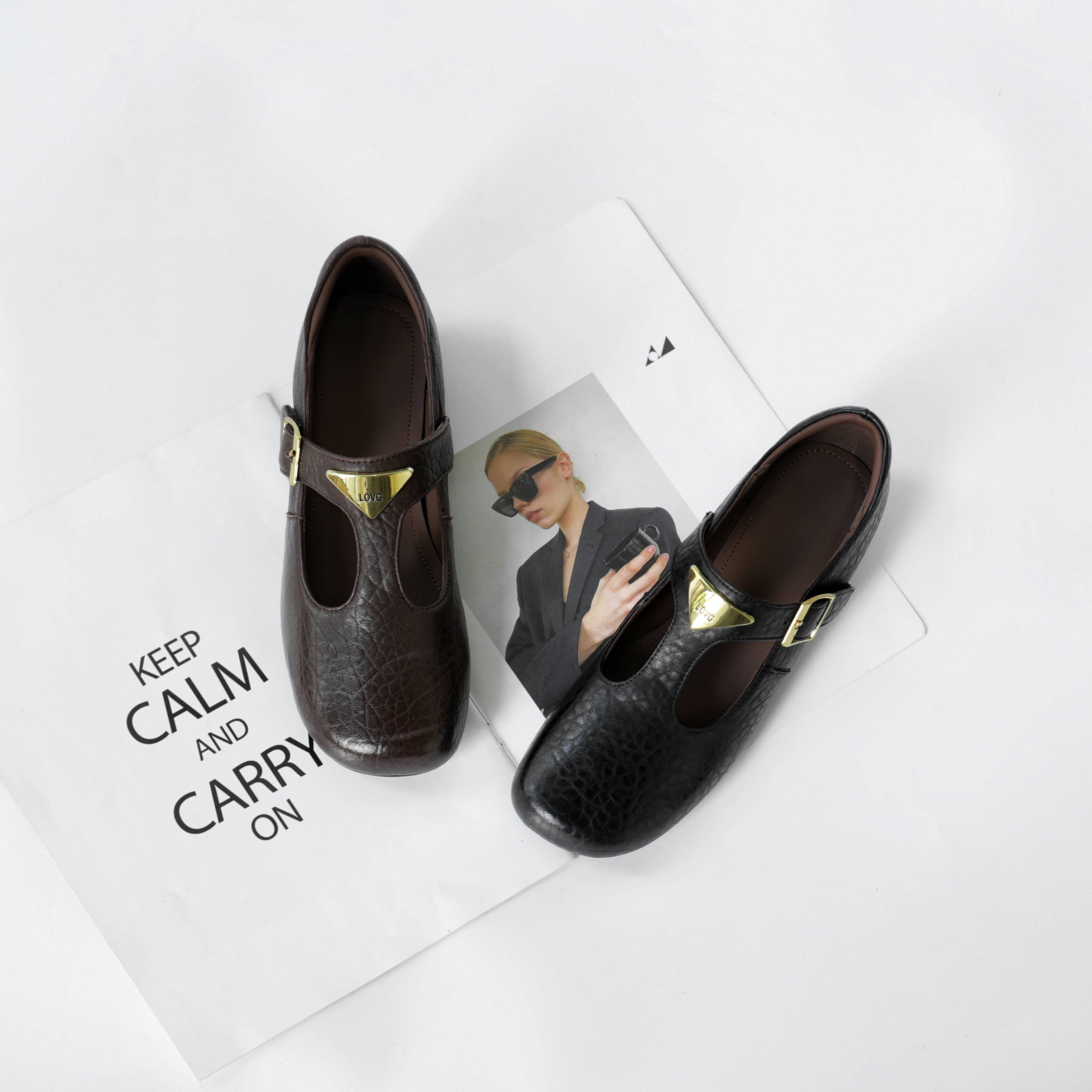 跟3cm•牛皮•圆头法式秋新款玛丽珍单鞋女通勤复古粗跟小皮鞋