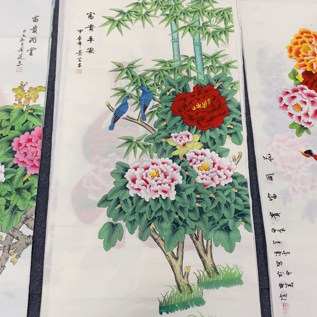 国画尺寸140✖️70四尺工笔手绘国画