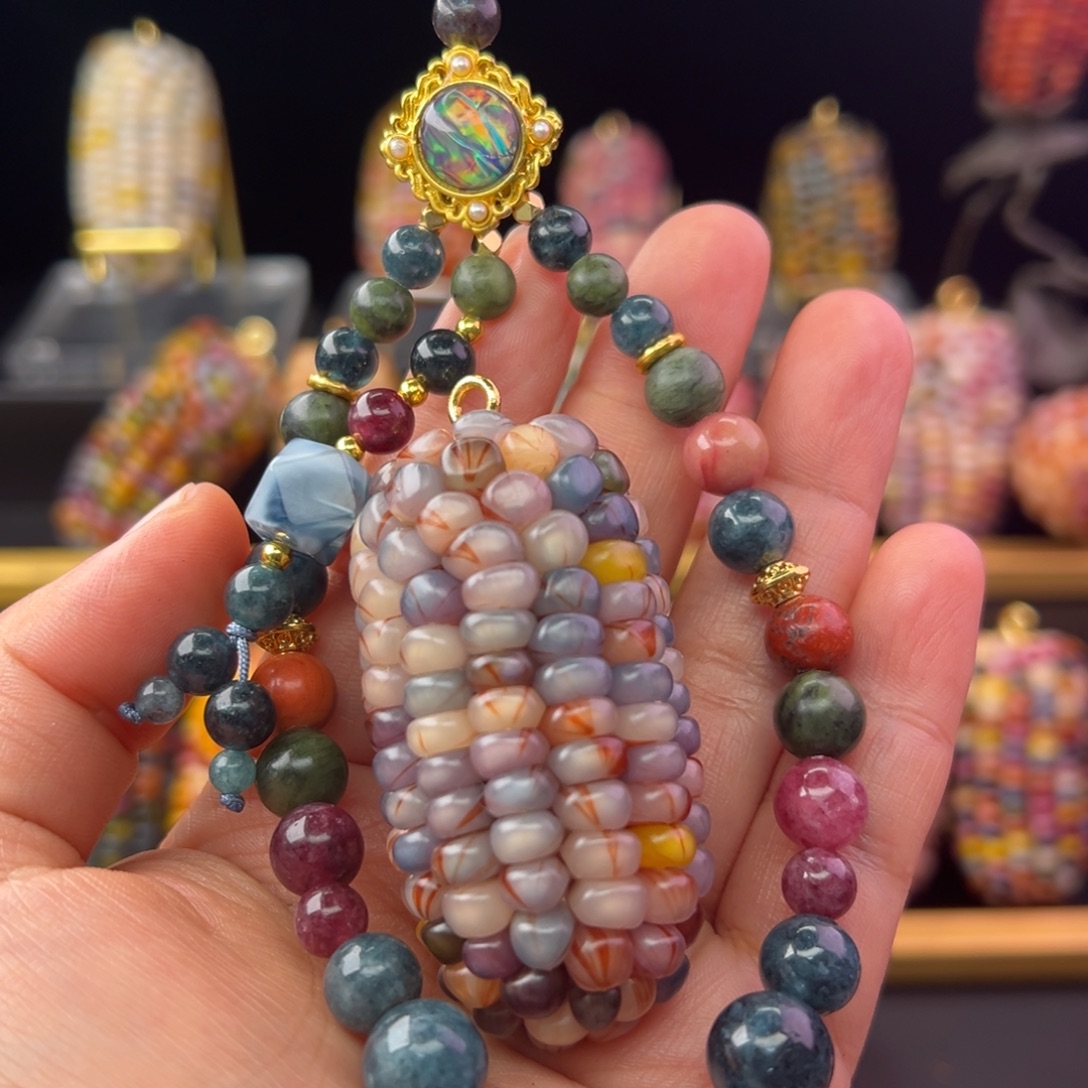 黛***迎铜合金七彩文玩玉米