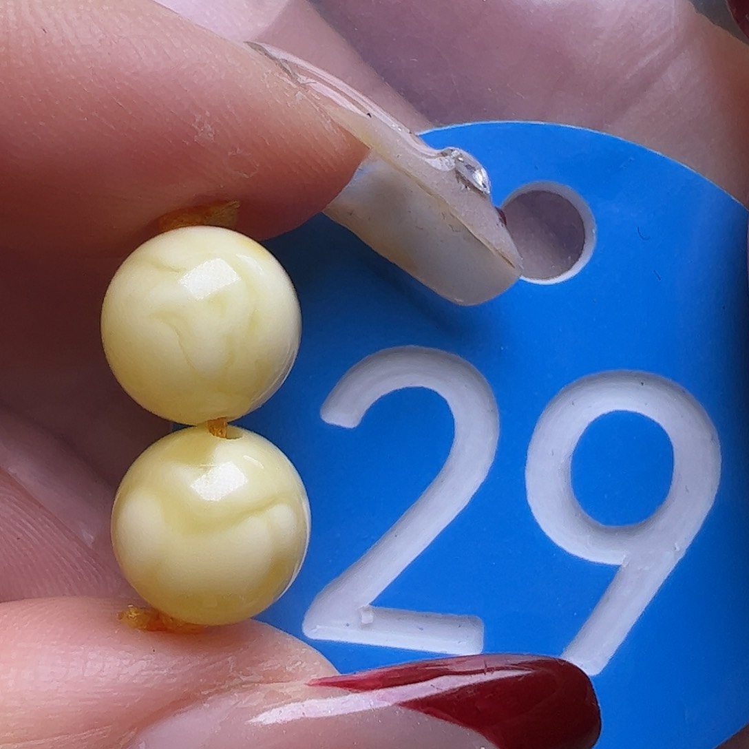 蜜蜡未镶嵌珠宝奇石微花粉8mm金瓷白圆珠