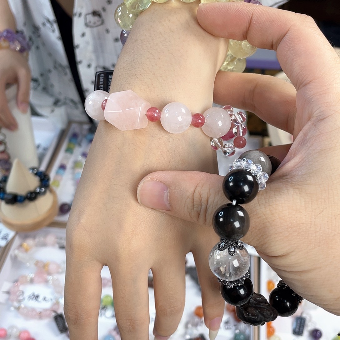 水晶手链银S925镀金镶嵌