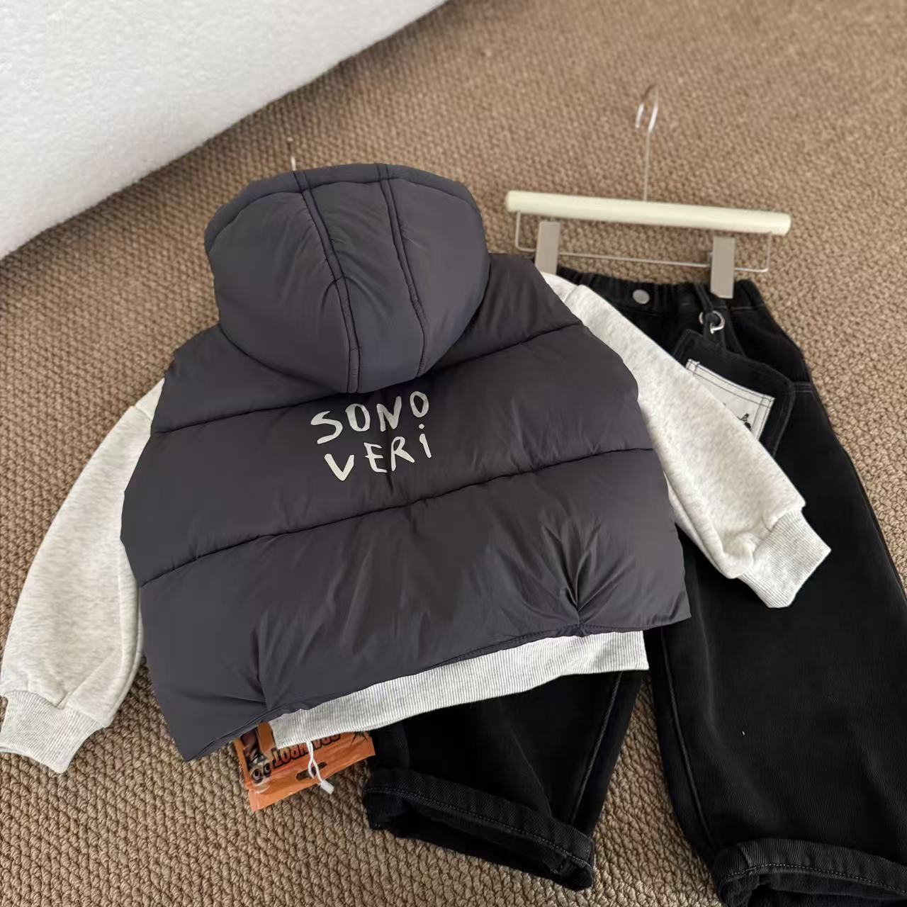 2025冬季新款韩版休闲宽松韩系儿童马甲31147灰棉马甲