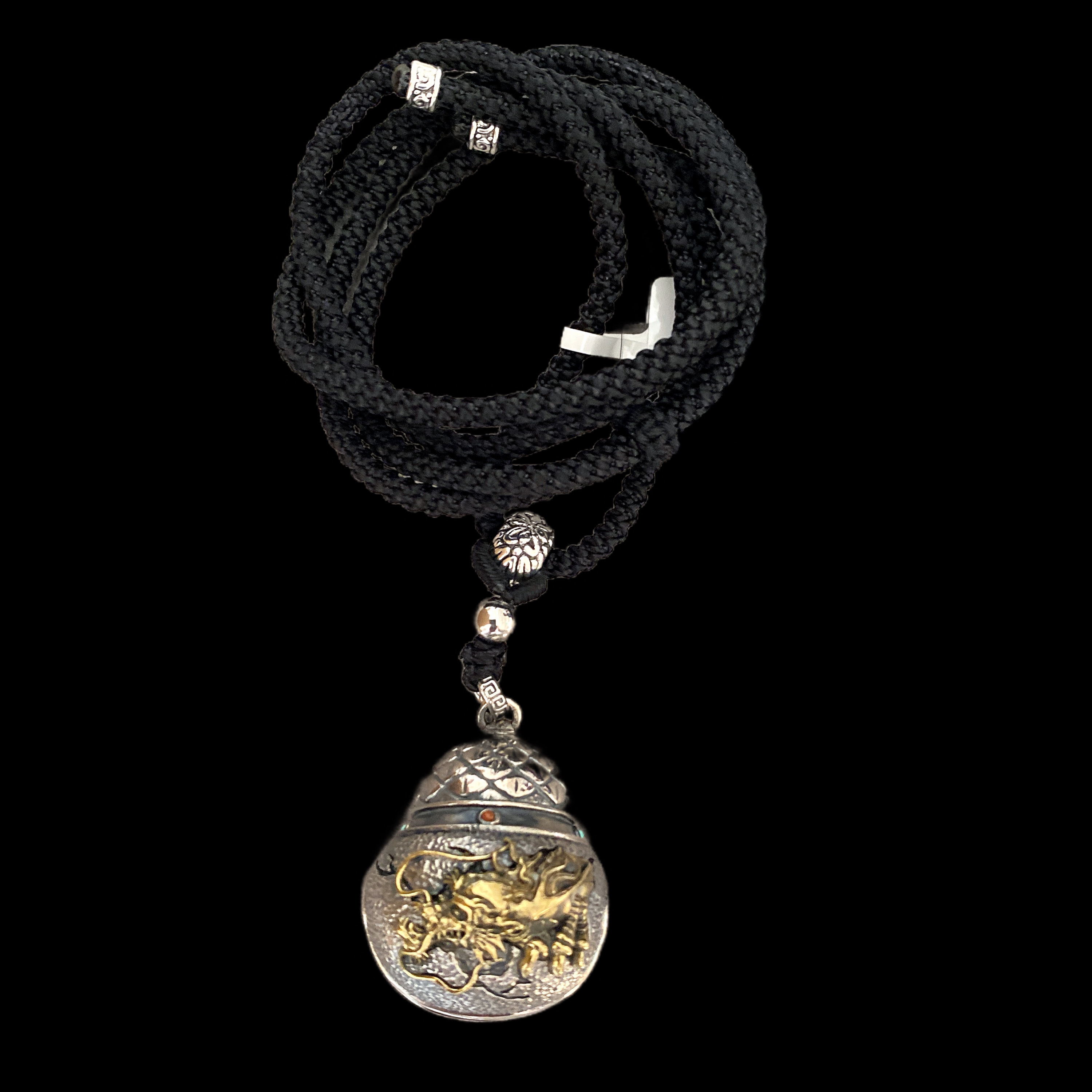 吊坠925银 V8768 银龙铃铛 孤品.