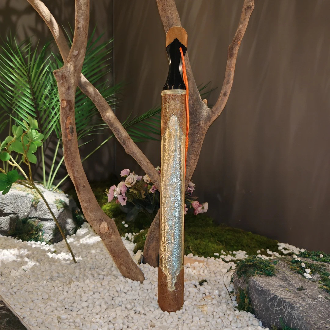 平花设计藏银/紫铜材质藏刀锋利家用户外雕刻复古工艺品