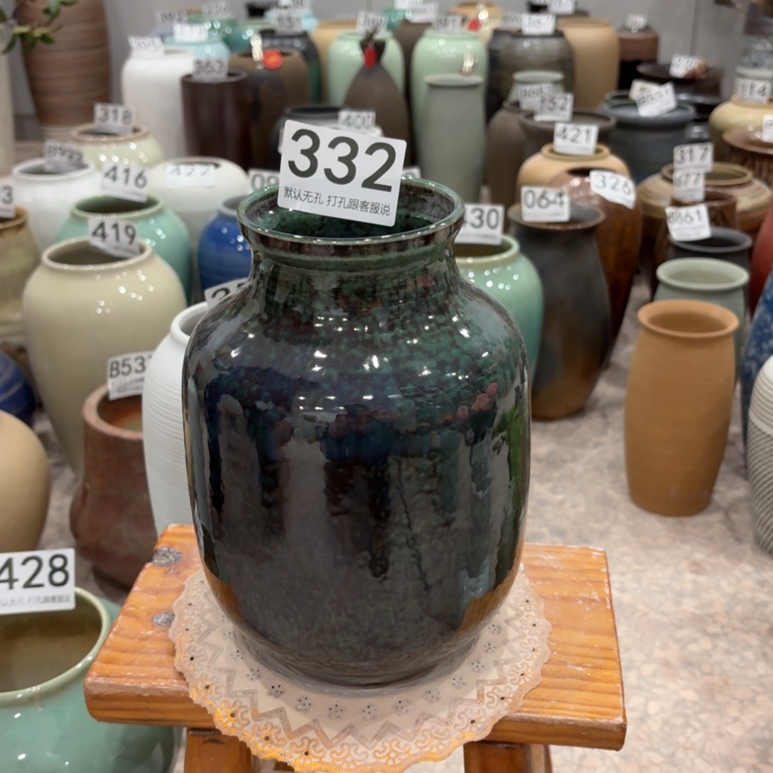 摆件332 景德镇陶瓷花瓶高23口8