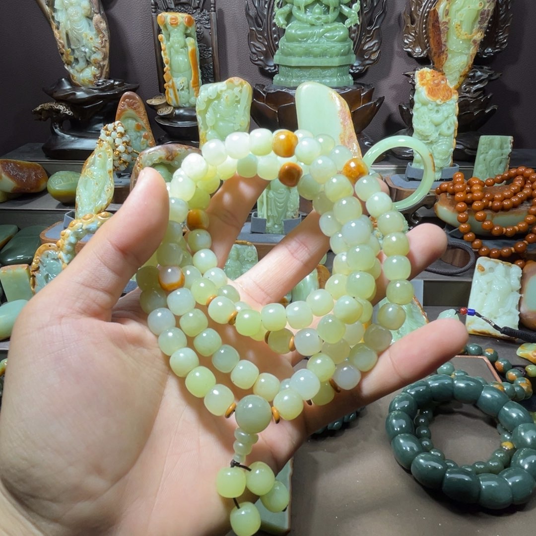 透闪石质玉108未镶嵌