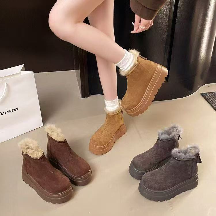 【XFY】小个子6CM加绒雪地靴冬季新款厚底松糕马丁靴加厚短靴