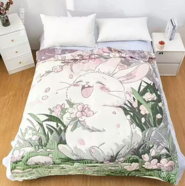 花草兔（泡芙被）1.2*1.5四季通用透气性好纯棉