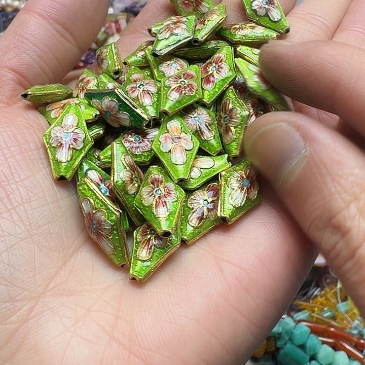 玛瑙/玉髓未镶嵌珠宝半成品3个10x20m景泰蓝