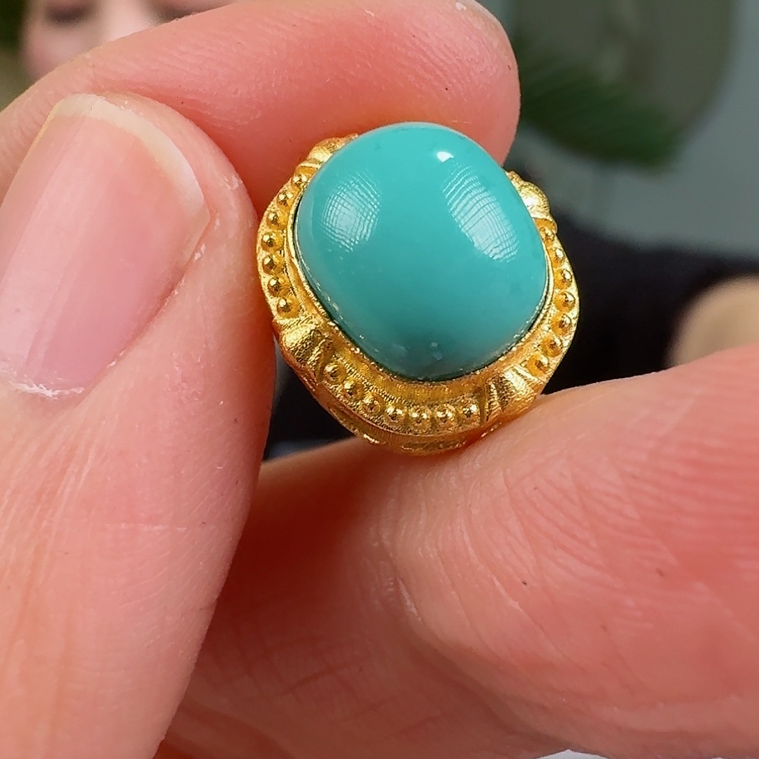 绿松石珠宝奇石18K金镶嵌