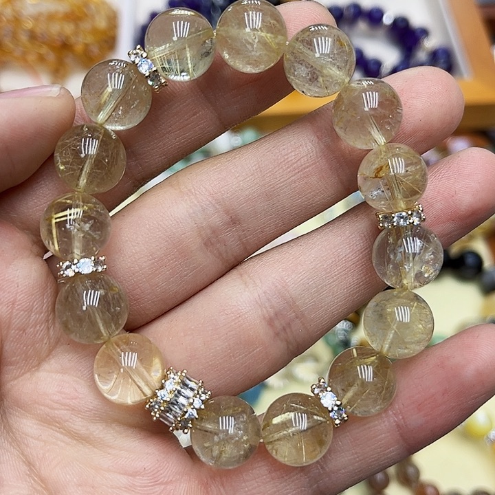 水晶手链银S925镶嵌金发