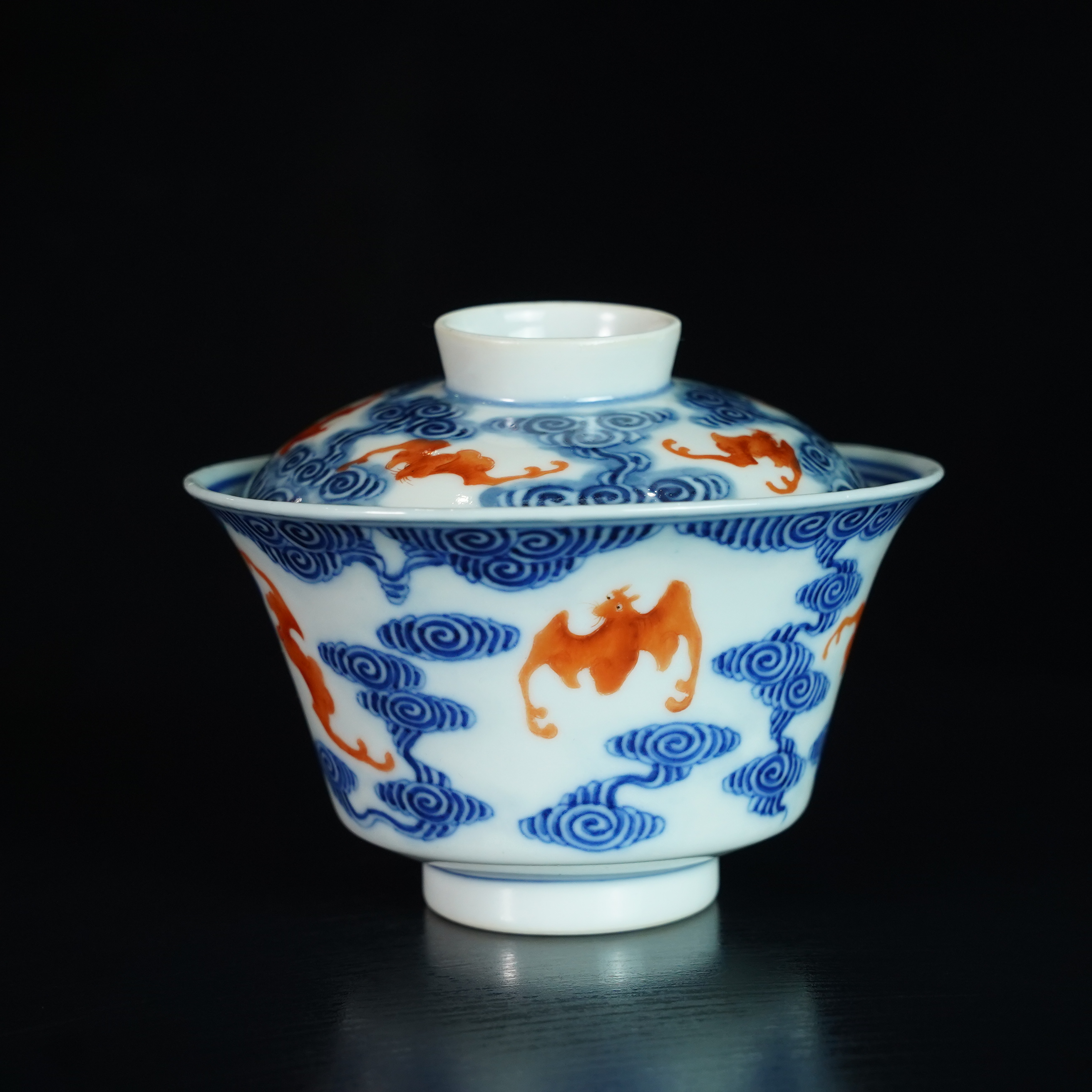 LJC250212005【十竹斋】清光绪洪福齐天盖碗