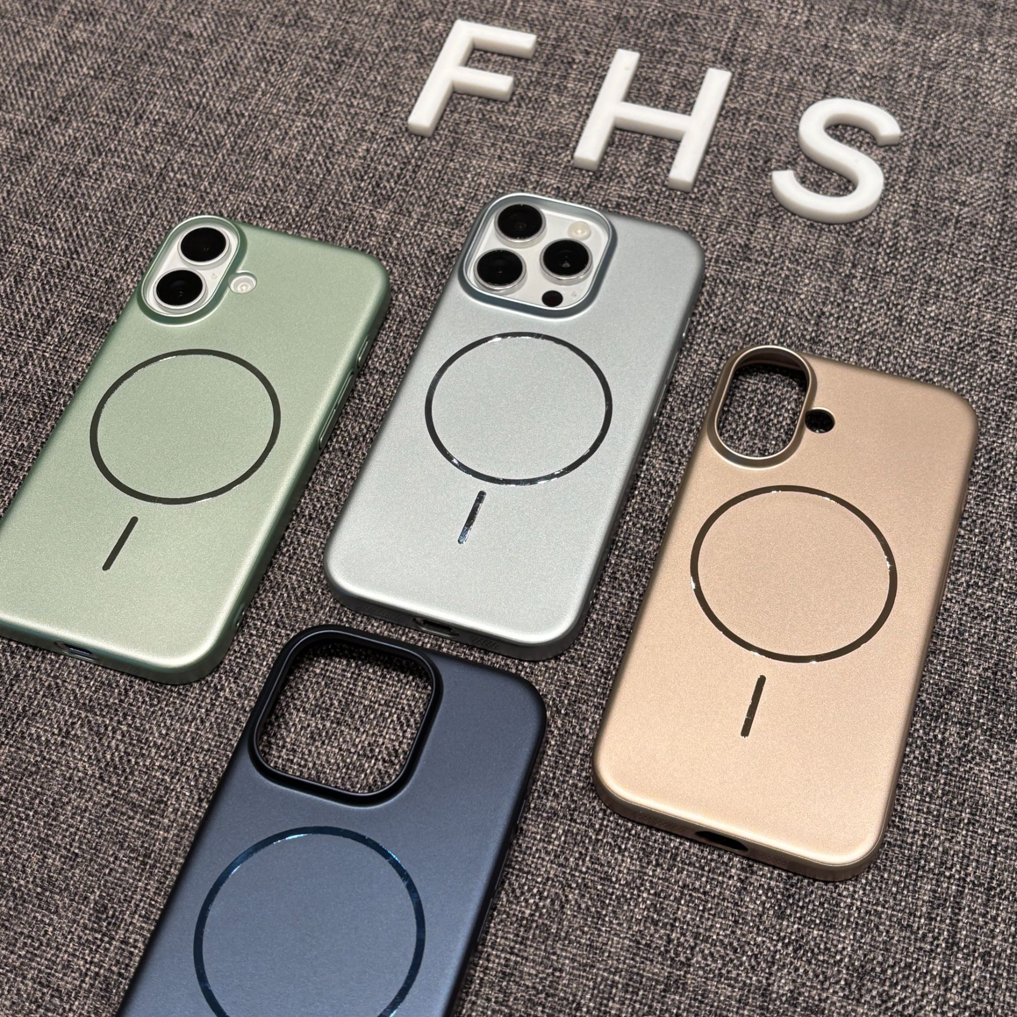 ZMGX超薄磨砂金属漆纹磁吸壳适用苹果16/17promax手机壳15/14硬13