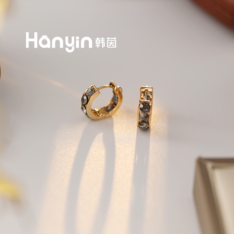 铜合金仿水晶耳饰 时尚百搭17mm镂空泡泡小众设计感耳环