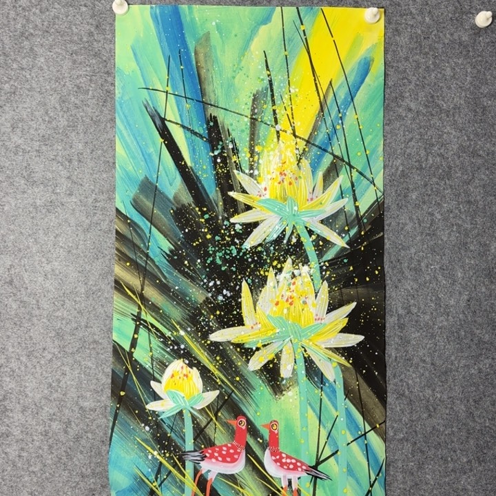 国画手绘国风荷花图