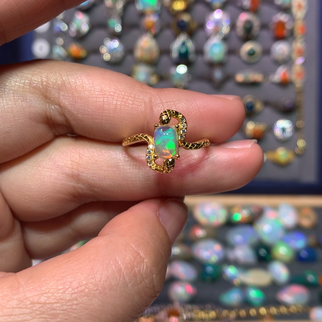 欧泊戒指款式银S925镶嵌