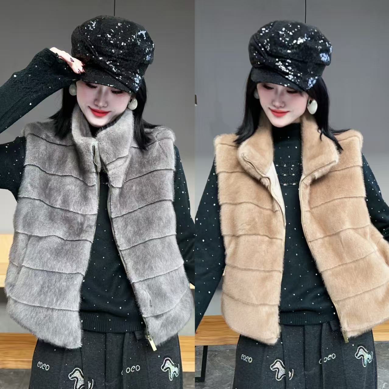  【YJ·原创】2025冬季新款设计感宽松百搭显瘦加毛马甲女   YY3886