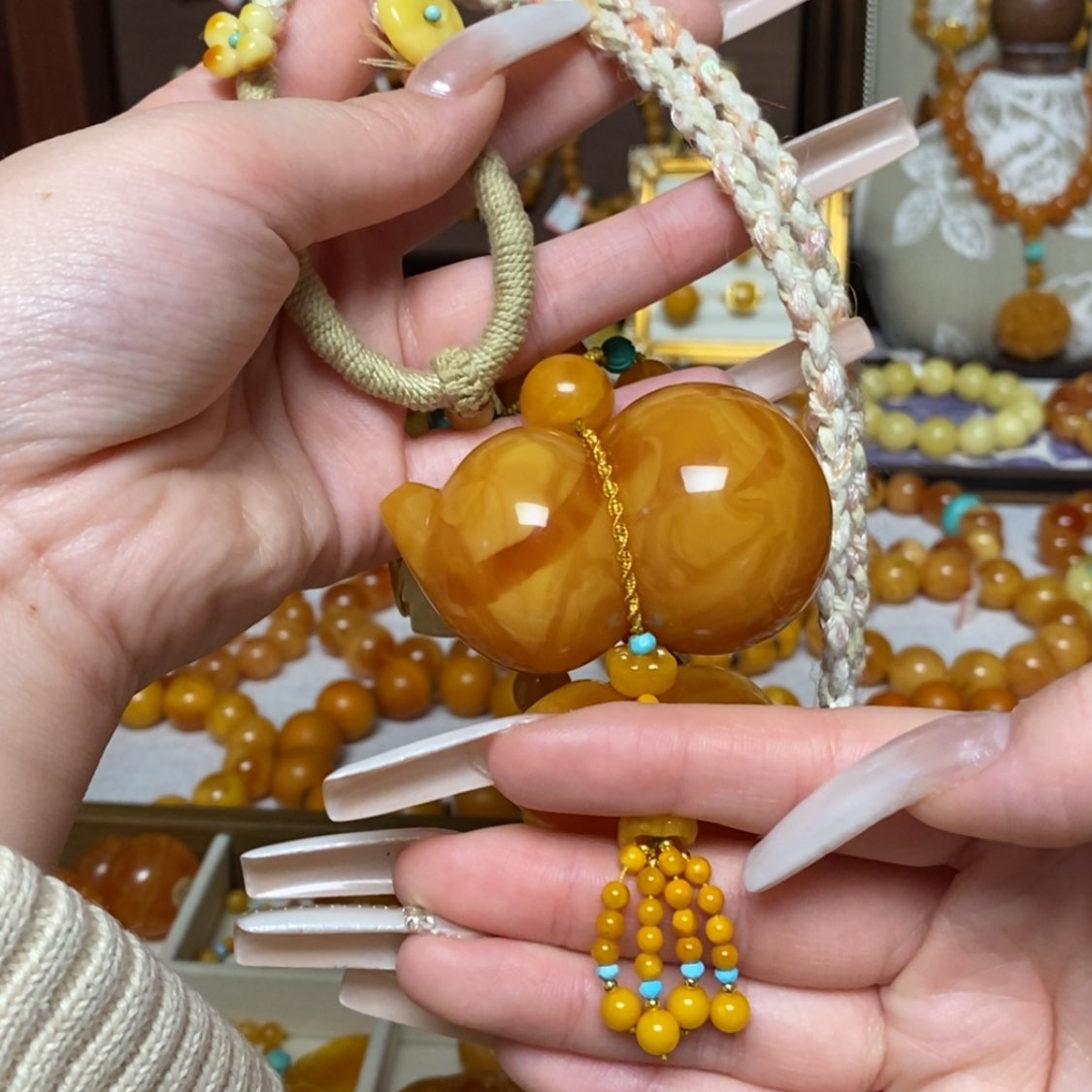 【闪购商品】蜜蜡颈饰未镶嵌三***d定制项链