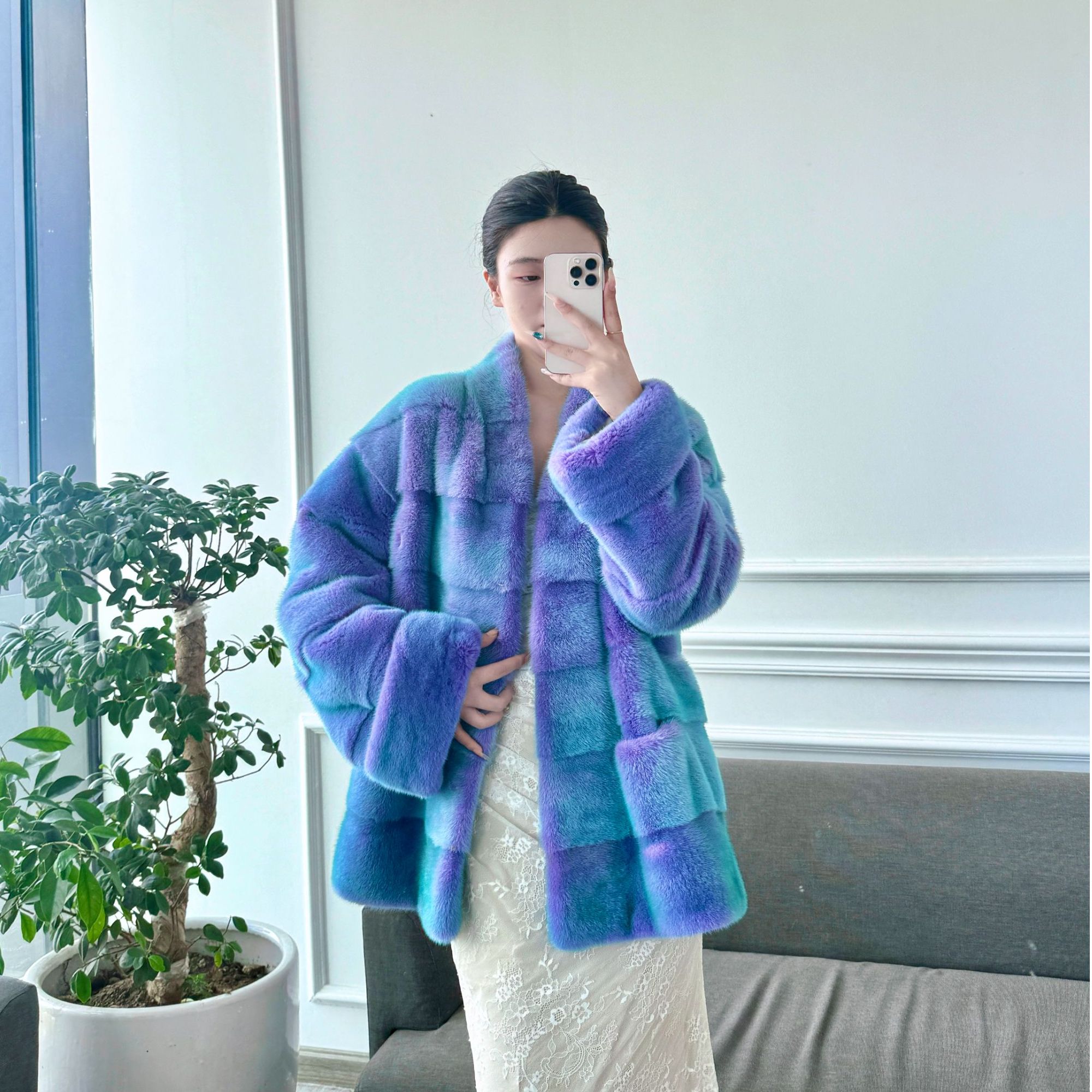 「美人鱼」新款紫金短二水貂皮草外套进口皮草外套女整貂2881