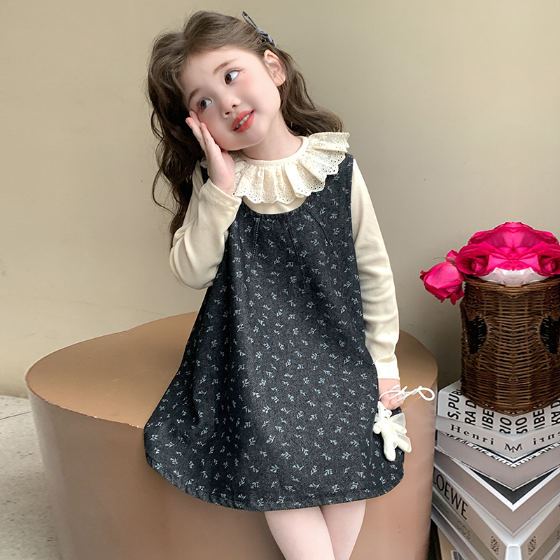 女童背心裙两件套女宝宝森系裙子