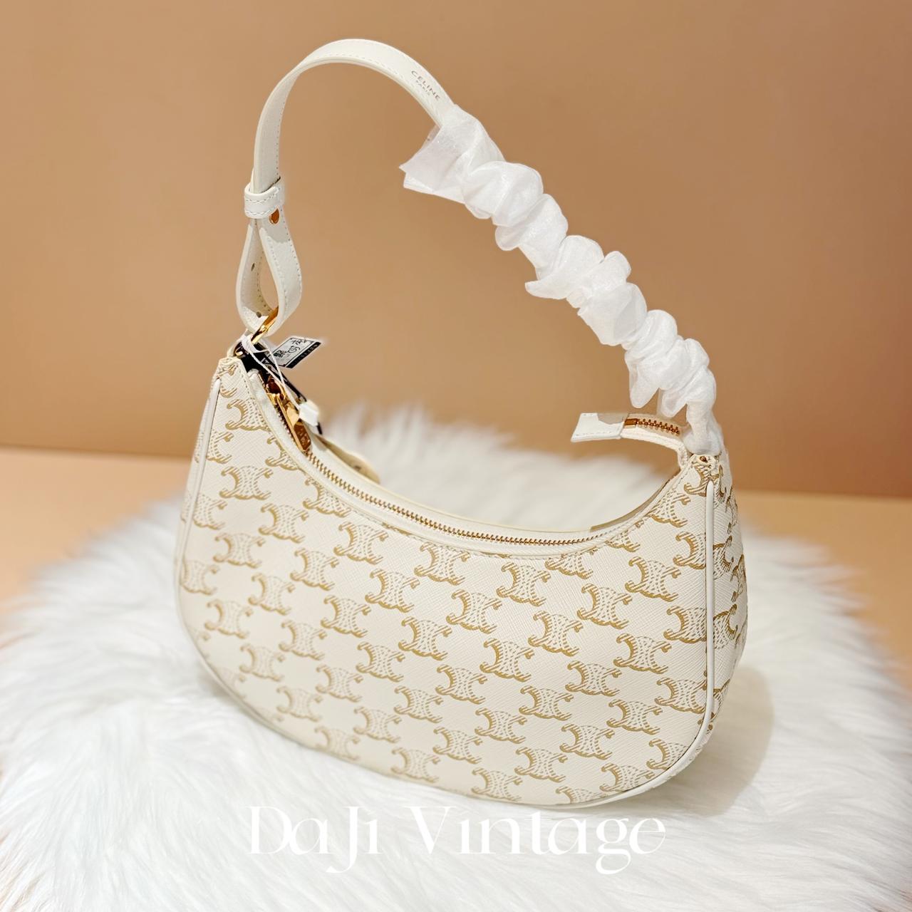 99新 Celine/思琳 大吉中古/Celine瑟琳老花白色ava腋下单肩包