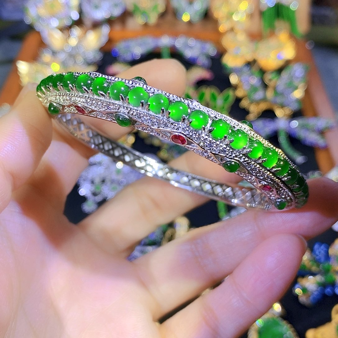 吊坠(不含链)银S925镶嵌翡翠