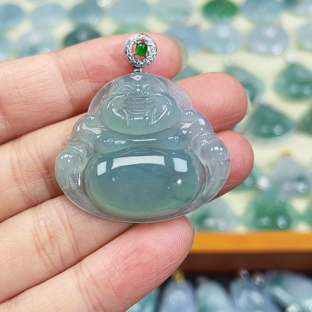 翡翠颈饰18K金镶嵌吊坠