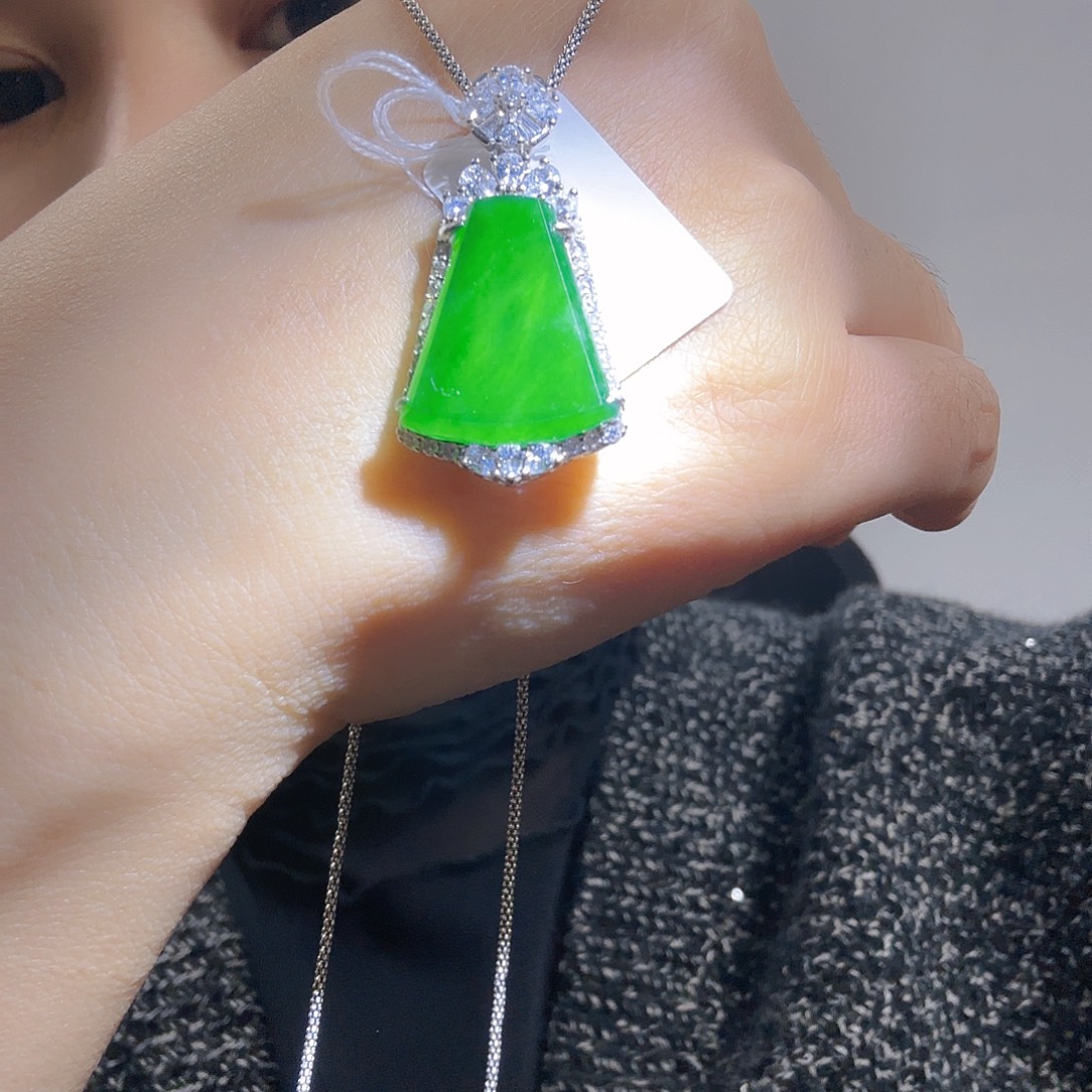 翡翠银S925镶嵌吊坠(不含链)