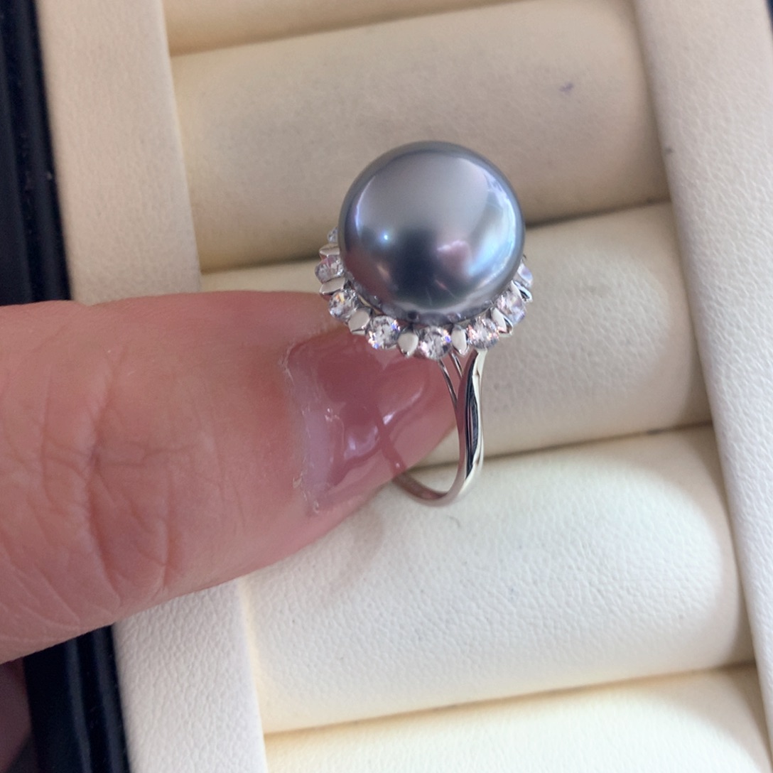 海水珍珠戒指18K金镶嵌