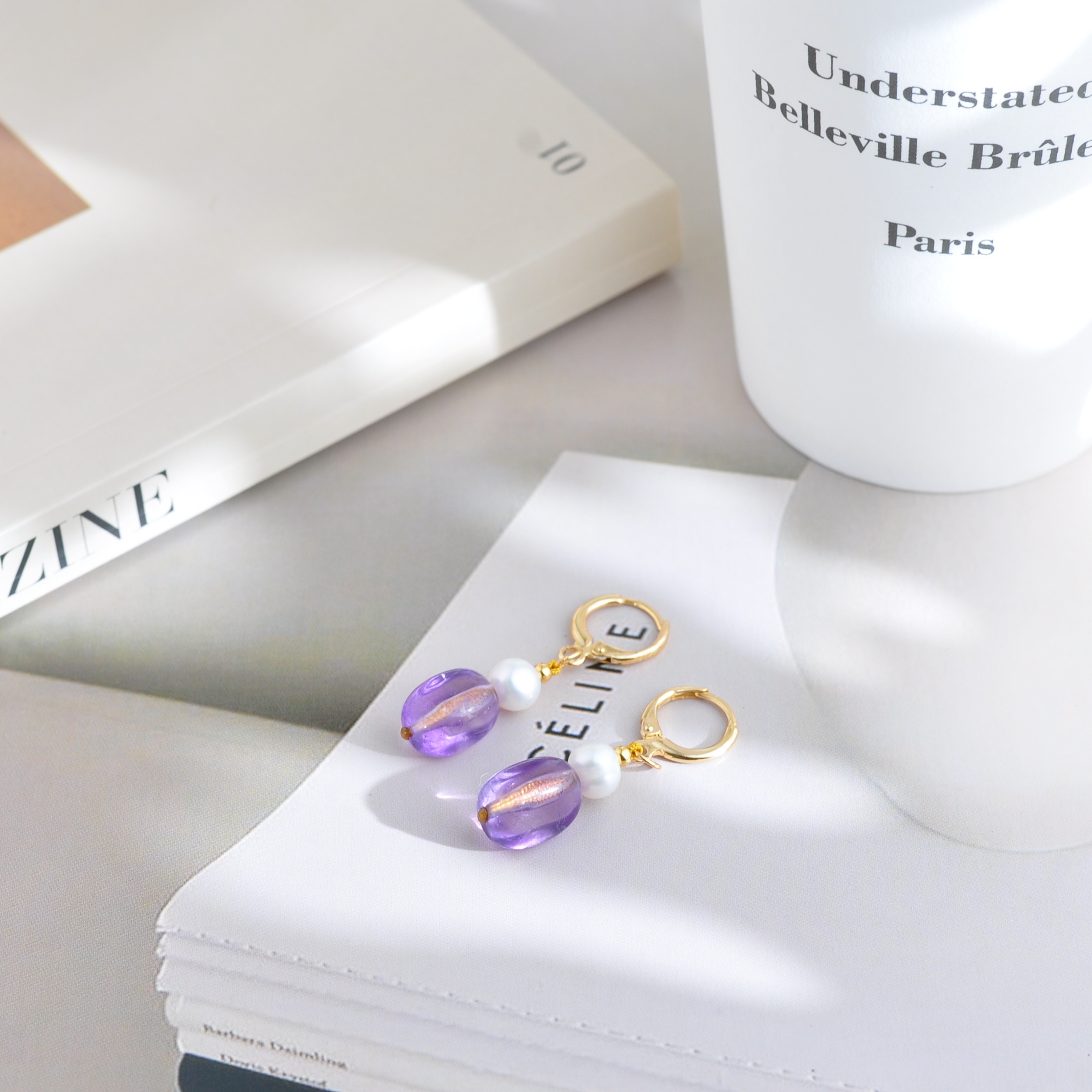 紫水晶珍珠耳饰A2690005