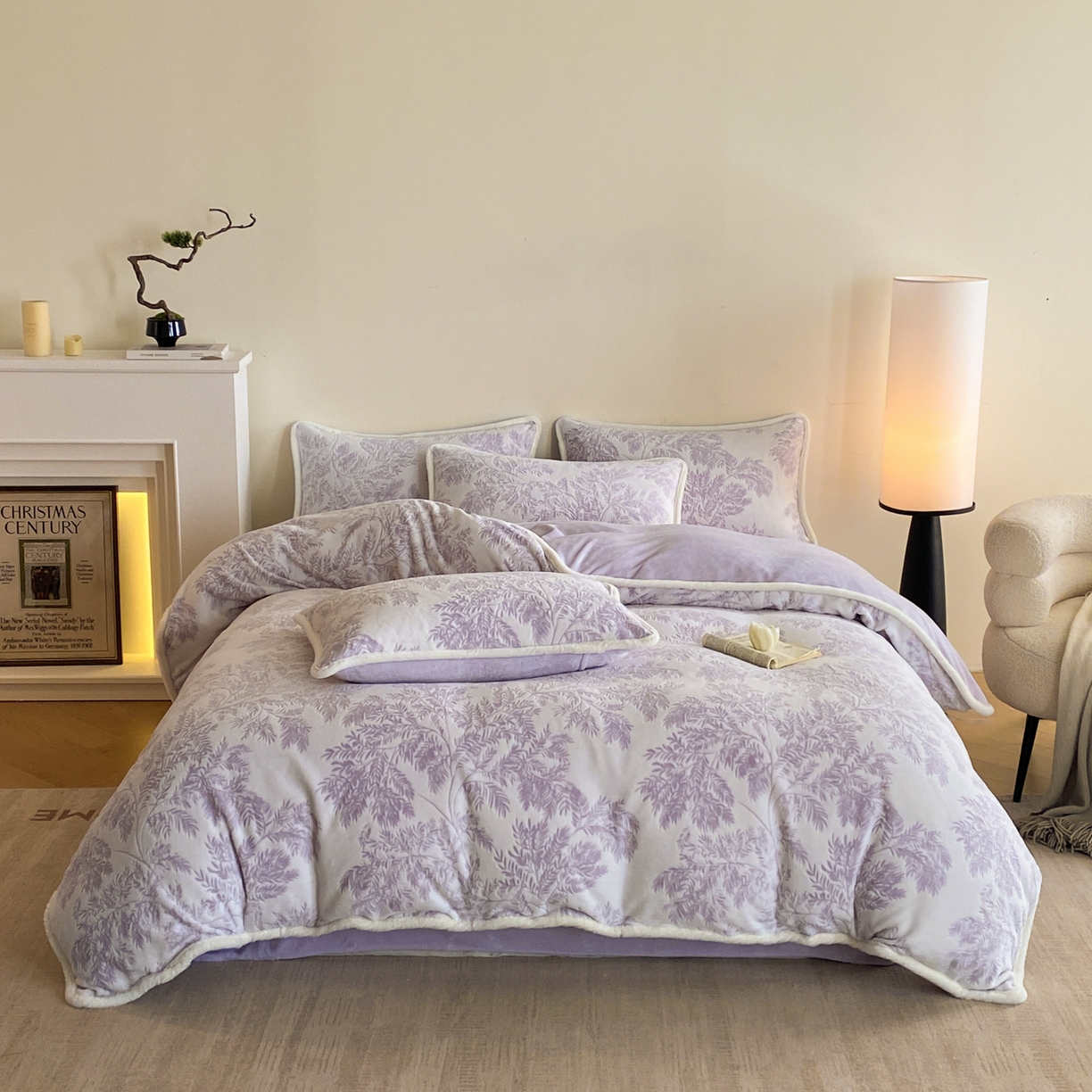 【惊喜福利】梵茜妮  高密消光包边雕花牛奶绒四件套立体8D