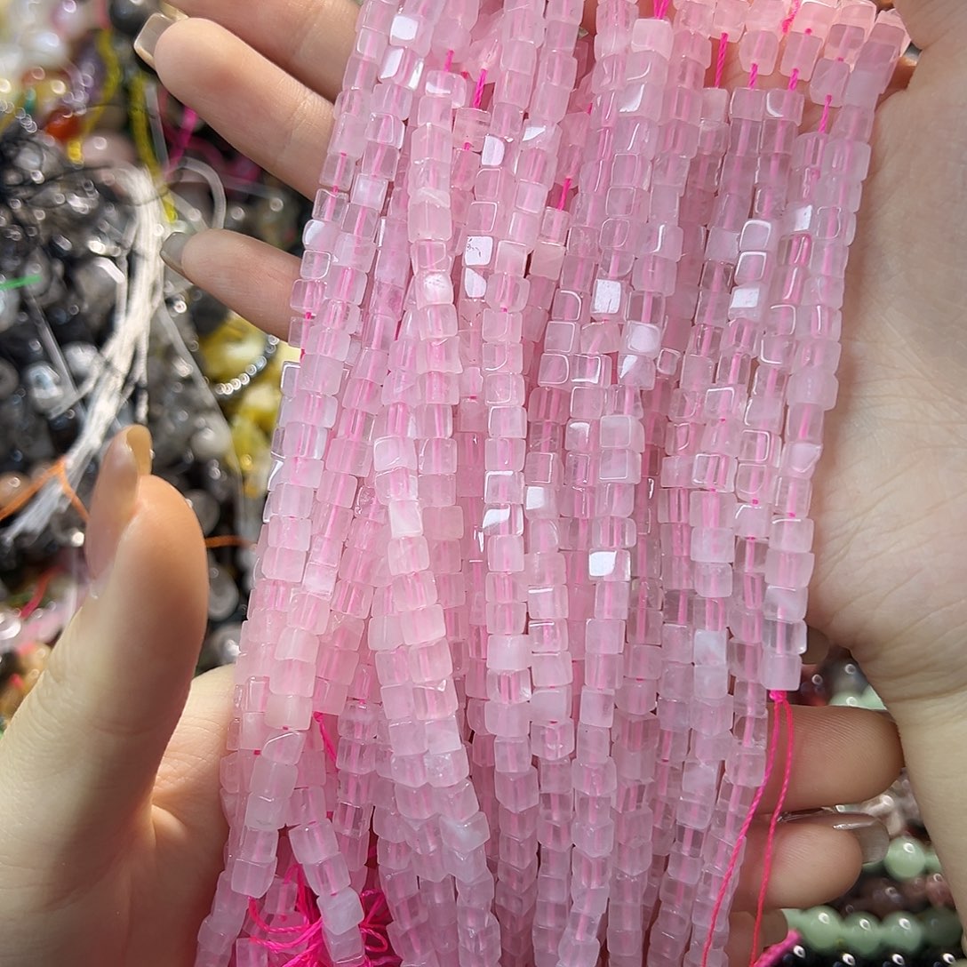 玛瑙/玉髓合金珠宝半成品粉水方糖卡4一条