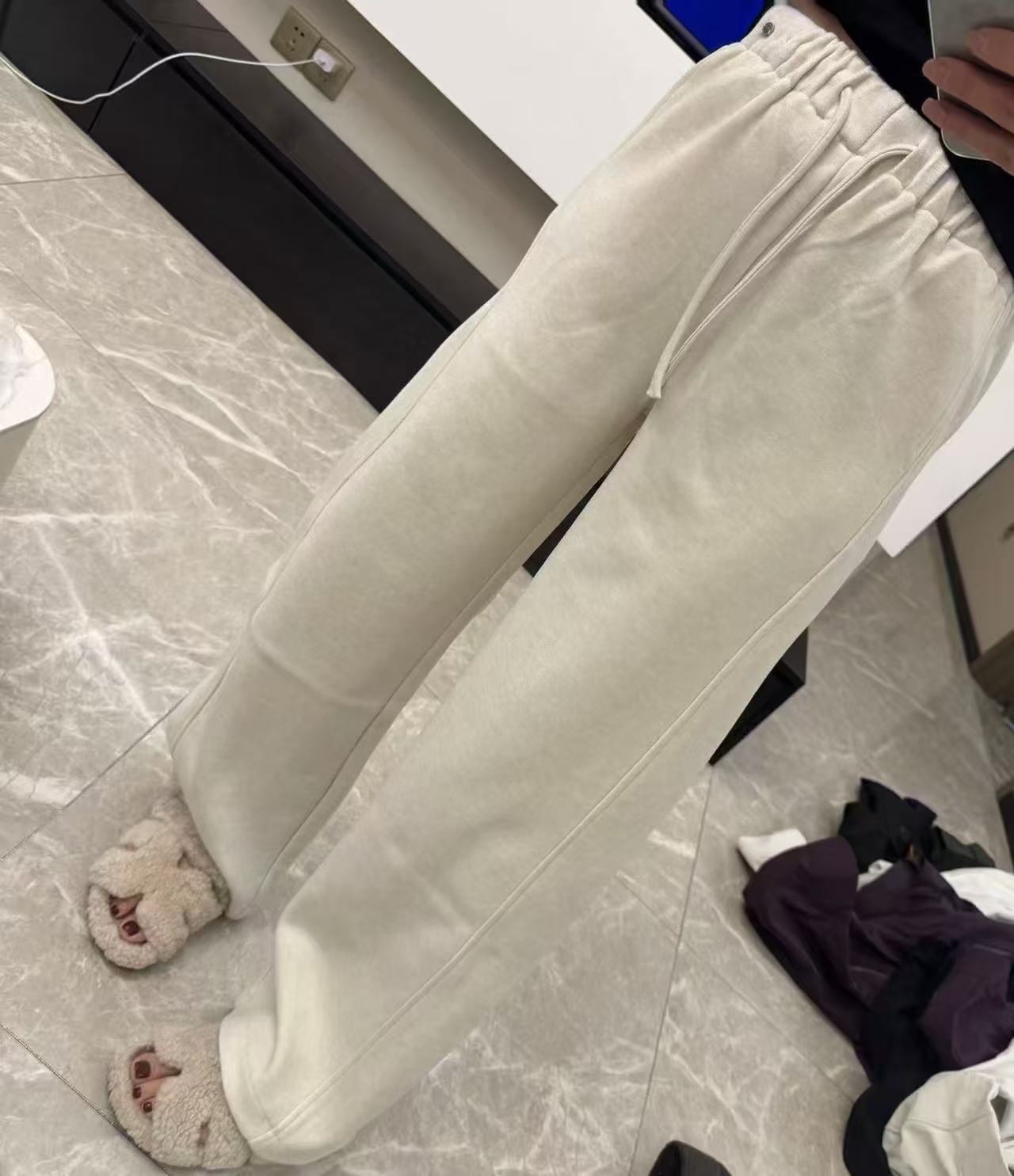 软糯秋冬加厚窄版阔腿拖地裤