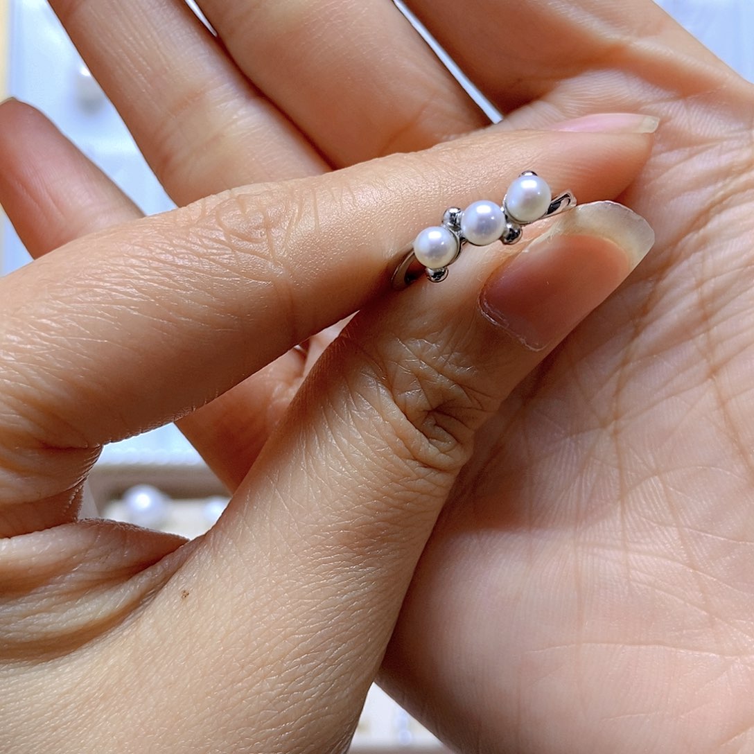 淡水珍珠戒指银S925镶嵌