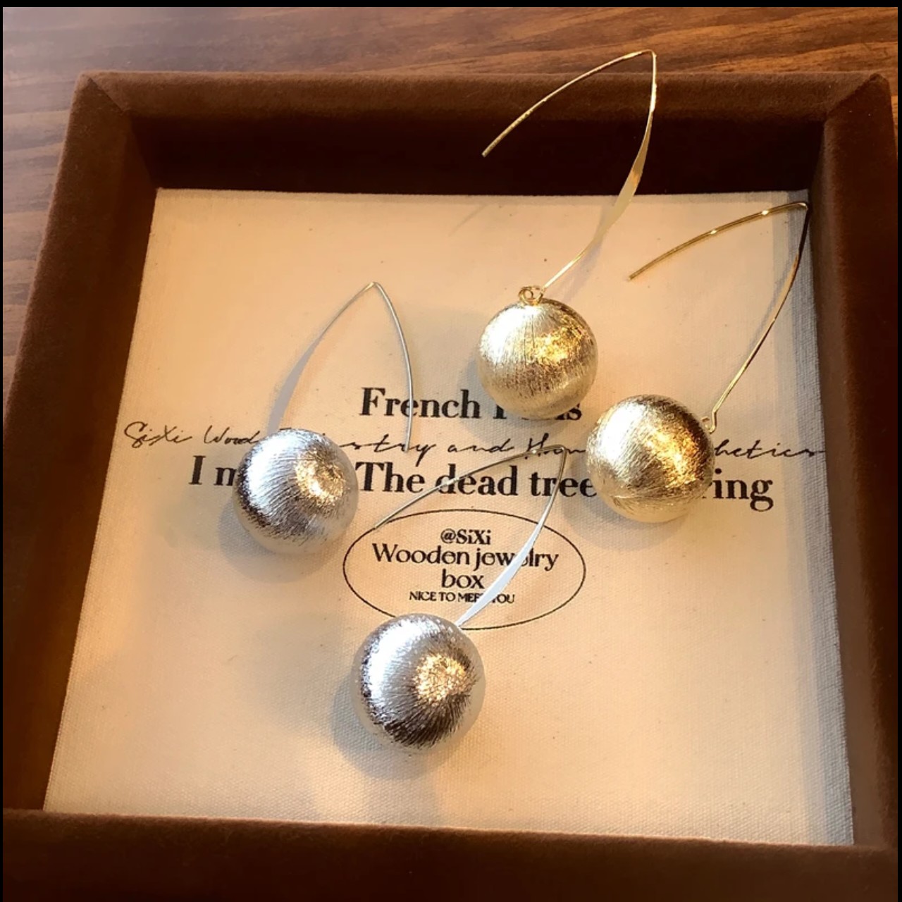 铜合金耳饰  【浠儿姐姐】新款ins冷淡风复古圆球耳环百搭耳坠